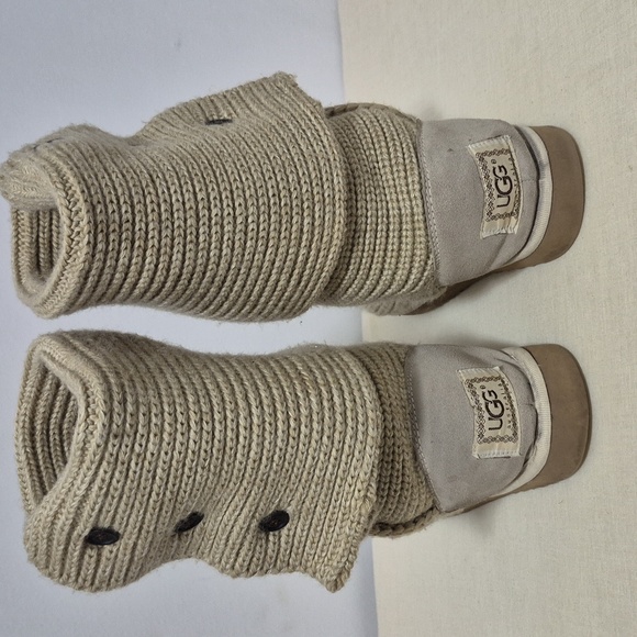 UGG Women's Beige Knit Button Boots - Picture 5 of 15